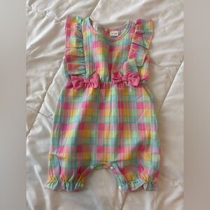 Colorful Plaid Baby Romper with Bows